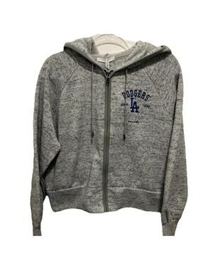 Los Angeles Dodgers Women Speckled Fleece Cropped Full-Zip Hoodie XL $89